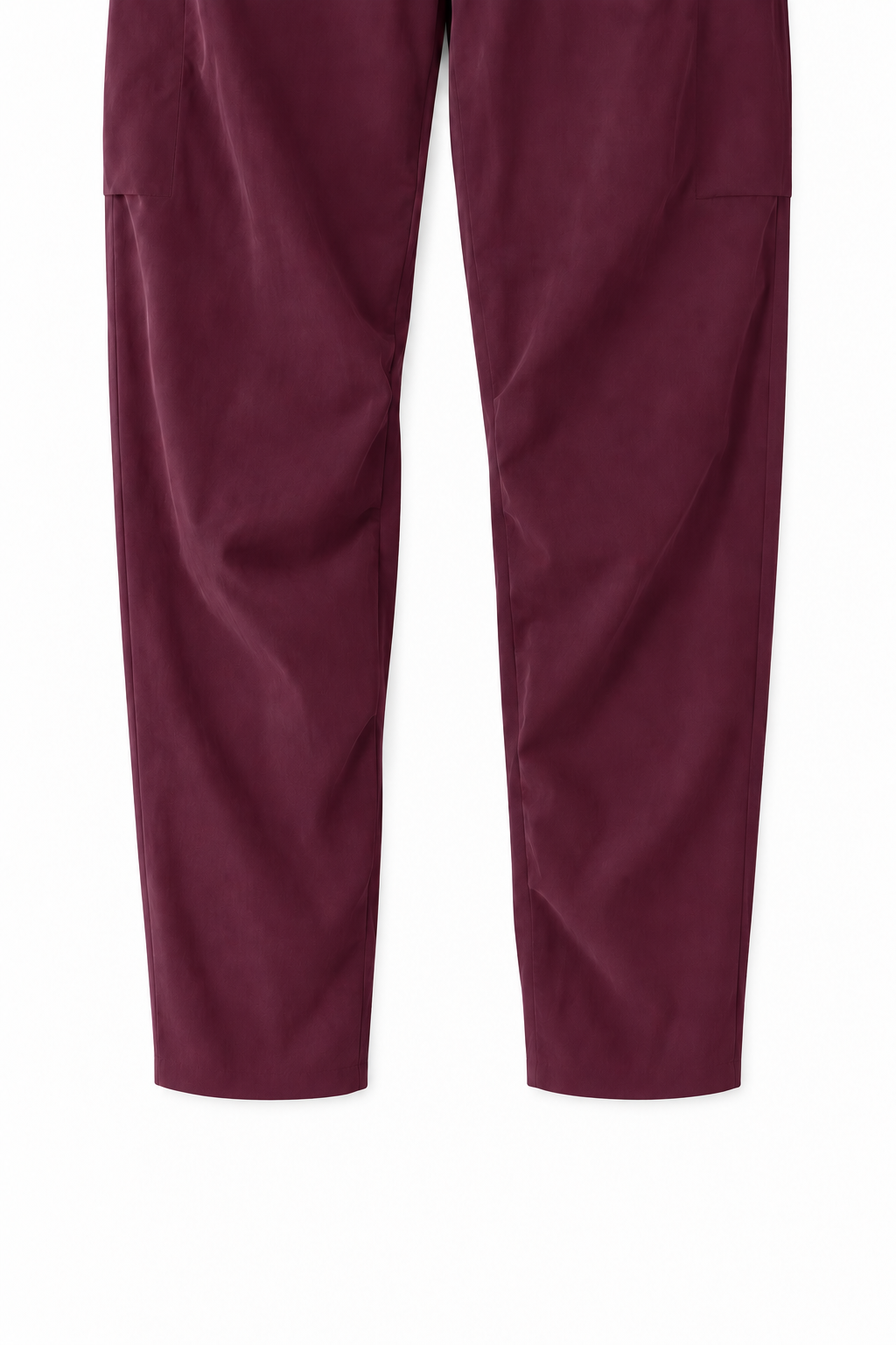 Pantaloni del Coordinato Avocado bordeaux, dettaglio della parte inferiore affusolata e del fondo.